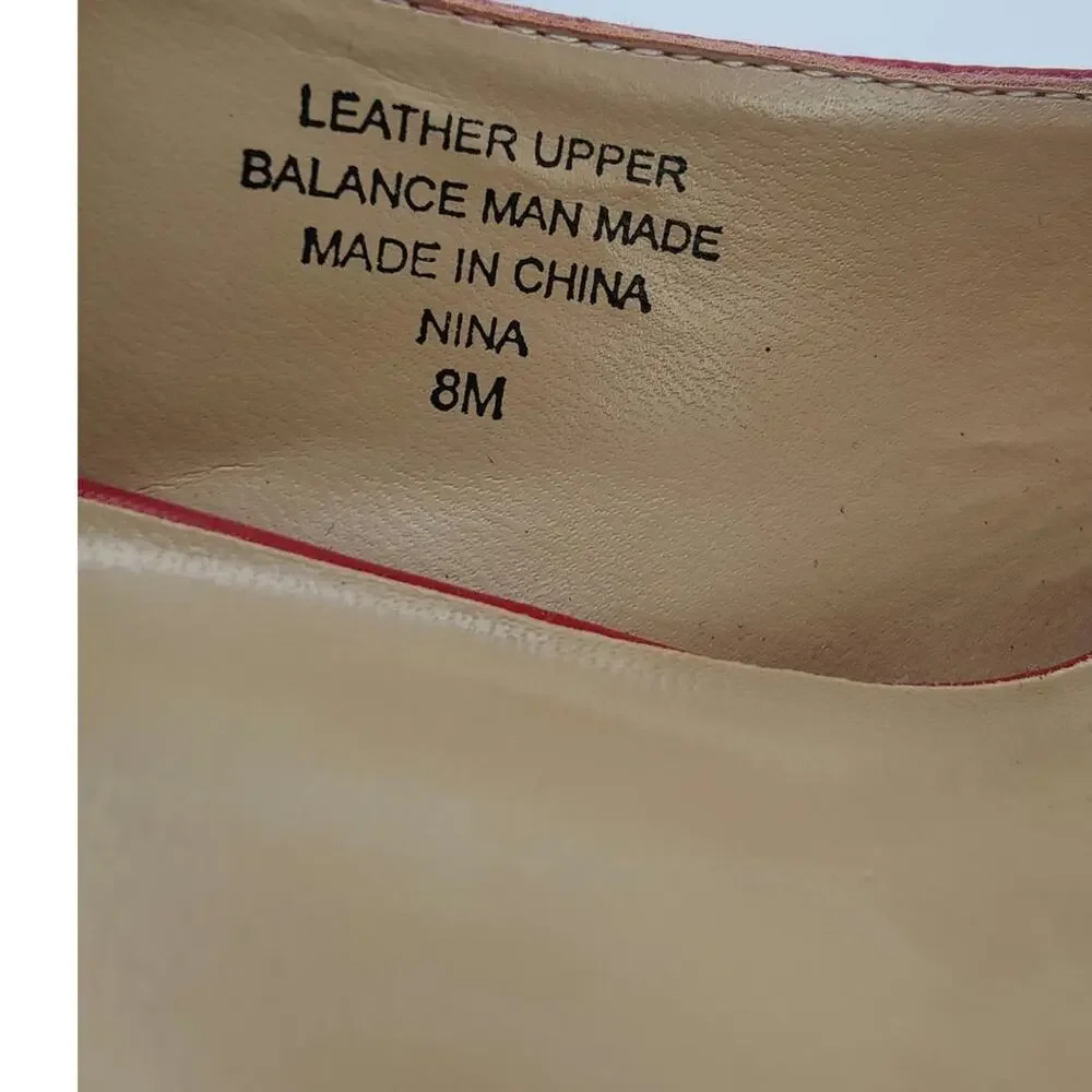 Red leather Peep toe pumps sz 8 by Karen Scott